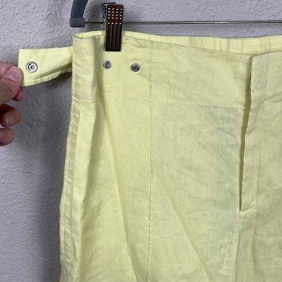 New Vince High Waist Tailored Utility Trouser Pants Pomelo Yellow Linen Sz 10 - Picture 5 of 16